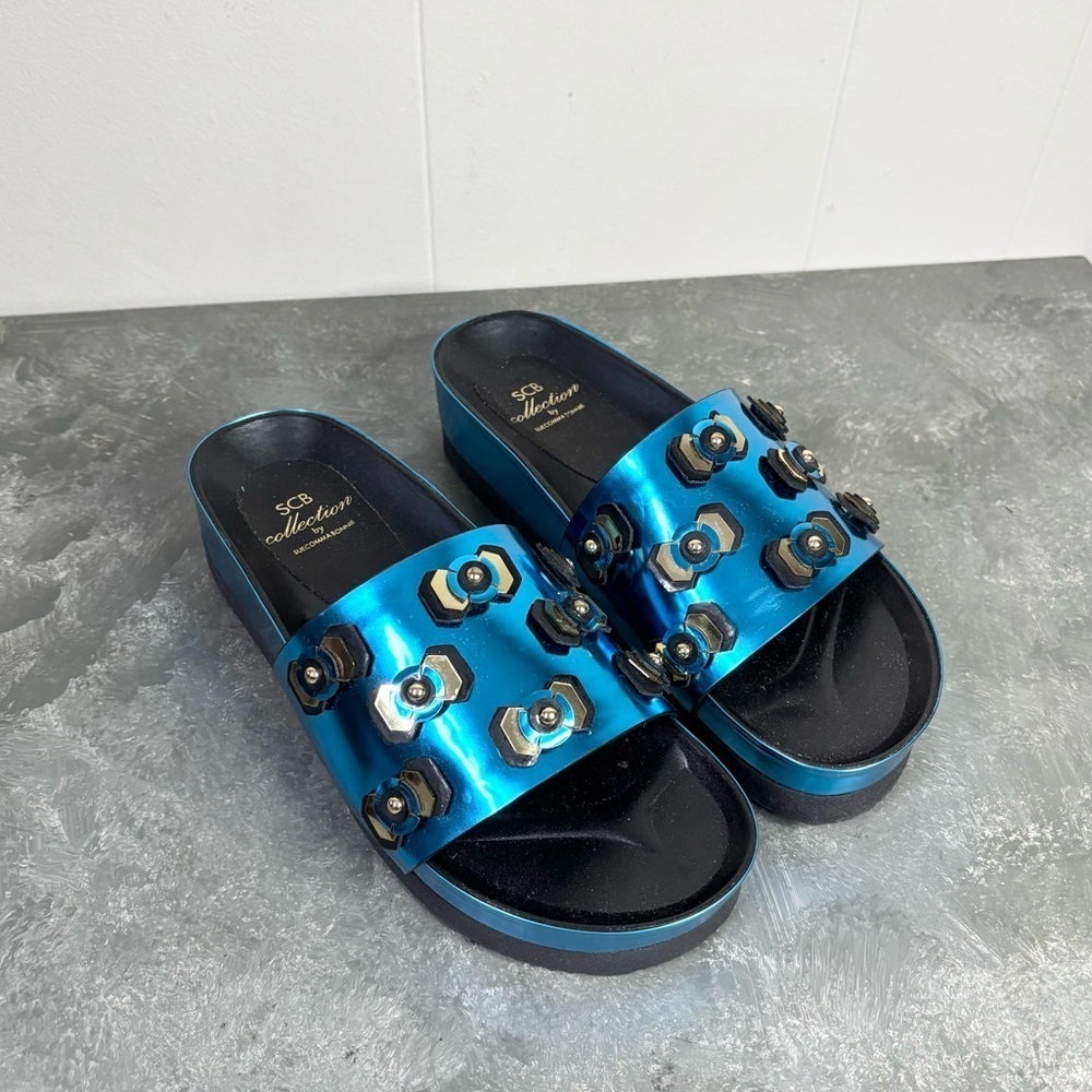 SCB collection by Suecomma Bonnie blue embellished slide sandals size 6-6.5 - Picture 2 of 5